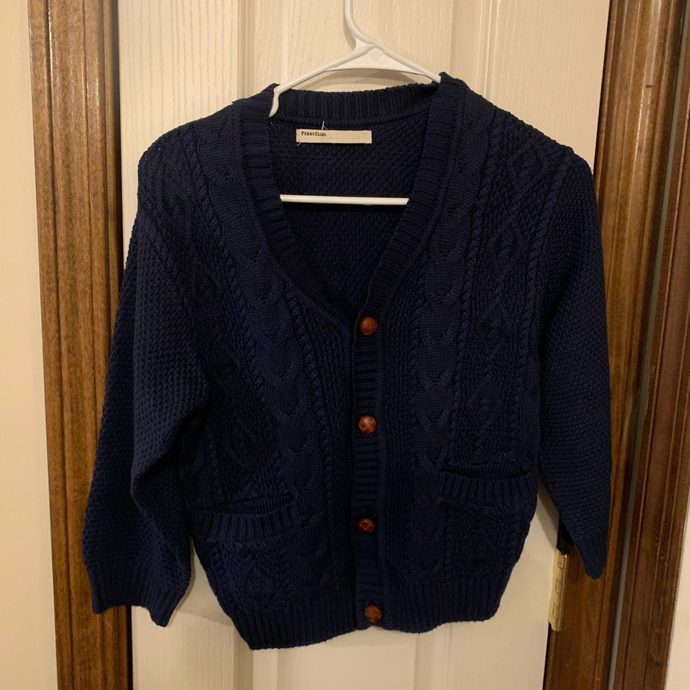 Navy blue Perry Ellis button down cardigan
